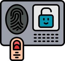 Fingerprint Identification Line Filled Icon vector