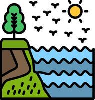 Lakeside Line Filled Icon vector