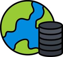 Global Database Line Filled Icon vector