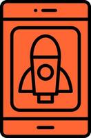 MobileApp Line Filled Icon vector
