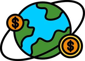 World Line Filled Icon vector