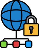 Private Network Line Filled Icon vector