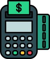 Pos Terminal Line Filled Icon vector