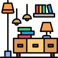 Side Table Line Filled Icon vector