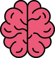 Brain Line Filled Icon vector