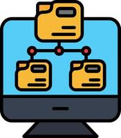 Folder Network Line Filled Icon vector