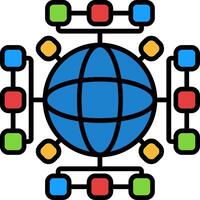 Global Network Line Filled Icon vector