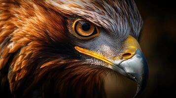 Close up of a bird's face with a yellow beak. The bird's eyes are open and staring at the camera photo