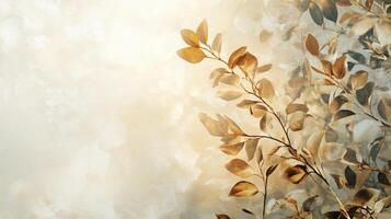 Leafy tree branch with a white background. The leaves are brown and the background is white photo