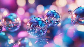 Collection of colorful, shiny, and reflective spheres. The spheres are arranged in a way that creates a sense of depth and movement. Scene is one of playfulness and whimsy photo