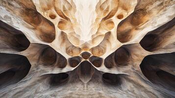 Very abstract image of a cave with many holes and a lot of texture. The image is very detailed and has a lot of depth photo