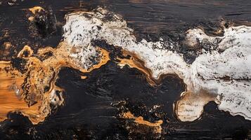 The painting is a black and white piece with a lot of texture and a mix of brown and white colors. The brushstrokes are visible, giving the painting a sense of depth and dimension photo