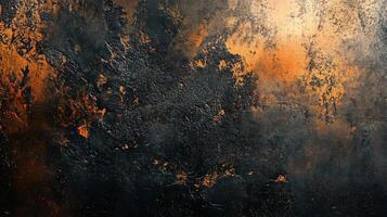 Dark and moody background with a lot of white dots scattered throughout. The black and orange colors create a sense of depth and contrast, while the white dots add a sense of movement photo