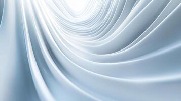 Long, curvy white fabric with a pattern of waves. Concept of movement and fluidity, as if the fabric is flowing through space photo