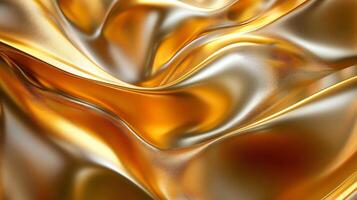 Gold fabric with a shiny texture. The fabric is draped over a surface and he is flowing photo
