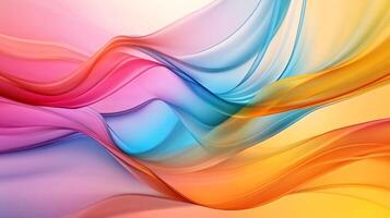 Colorful, flowing wave of fabric with a yellow background. The colors are bright and vibrant, creating a sense of energy and movement photo