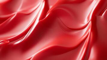 Red fabric with a wave pattern. The fabric is red and has a shiny texture. The wave pattern is smooth and flowing, giving the fabric a sense of movement and elegance photo