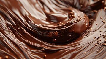Swirl of chocolate with a lot of chocolate chips. The chocolate is thick and rich, and the chocolate chips are scattered throughout the chocolate. Concept of indulgence and decadence photo