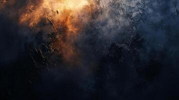 Dark background with orange and blue streaks of light. The image is of a space scene with a lot of dust and debris photo