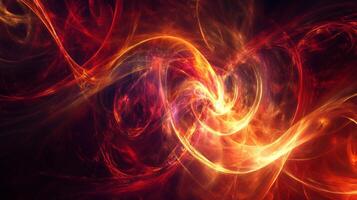 Red and orange swirl of light with a black background. The swirl is very dynamic and he is moving photo
