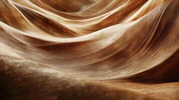 The image is of a brown fabric with a wave pattern. The fabric is folded and has a wavy texture. The image has a warm and earthy feel to it, with the brown color and the natural texture of the fabric photo