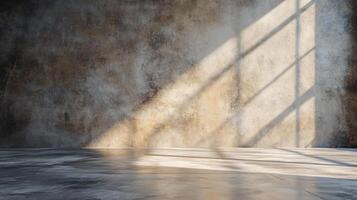 Large empty room with a window that is letting in sunlight. The room is bare and empty, with no furniture or decorations. The sunlight is shining through the window, creating a warm photo