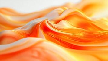 The image is a colorful, abstract painting of a wave with orange and white colors. The wave appears to be made of a series of small, overlapping circles, creating a sense of movement and energy photo