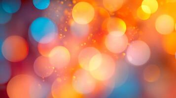Colorful background with many small circles. The circles are of different sizes and colors. The background is orange and blue photo