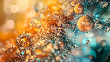 Colorful image of many small spheres of different sizes and colors. The image has a vibrant and lively feel to it, with the colors and shapes creating a sense of movement and energy photo