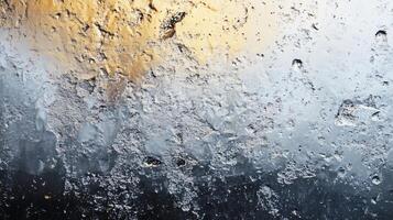 Blurry image of water droplets on a window. The water droplets are scattered and the window is foggy photo