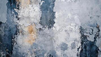 Wall with a blue and white pattern. The wall is covered in paint and has a rough texture photo