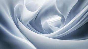 Piece of fabric with a white background and a white line in the middle. The fabric is folded and twisted, creating a sense of movement and fluidity. The image evokes a feeling of calmness photo