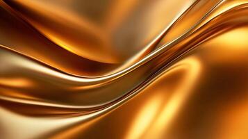 Gold fabric with a wave pattern. The fabric is shiny and looks luxurious. The wave pattern gives the fabric a sense of movement and flow photo