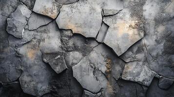 The image is a close up of a wall with a lot of cracks and holes. The wall appears to be made of concrete and has a rough texture. The cracks and holes give the wall a sense of decay and abandonment photo