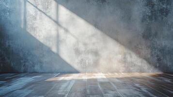 Large empty room with a window that is letting in sunlight. The room is bare and empty, with no furniture or decorations. The sunlight is shining through the window, creating a warm photo