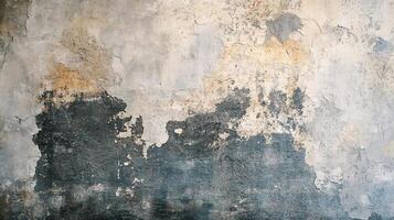 Wall with a lot of cracks and holes. The wall is gray and black. The wall has a lot of texture and he is old photo