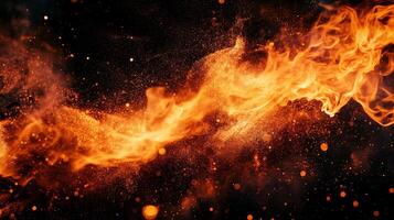 Fiery orange stream of light is shooting through the sky. The image is a representation of the beauty and power of fire, and it evokes a sense of awe and wonder photo