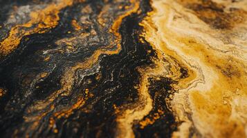 Close up of a black and gold swirl pattern. The colors are bold and the texture is rough. The image has a sense of depth and movement, as if the swirls are constantly shifting and changing photo