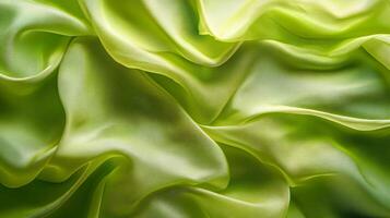 Green fabric with a pattern of leaves and vines. The fabric is very soft and has a natural feel to it photo