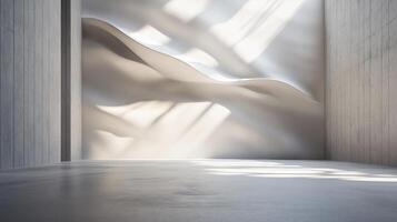 White wall with a wave pattern on it. The wall is empty and the room is very plain photo