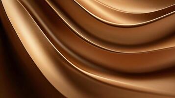 Brown ribbon with a gold hue. The ribbon is long and has a wavy texture. The ribbon is made of chocolate and he is a decorative item photo
