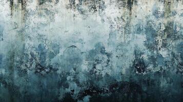 Wall with a blue and white background. The wall is covered in graffiti and has a rough texture photo