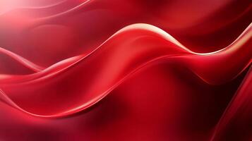 Red ribbon with a wave pattern is displayed. The ribbon is made of a shiny, silky material and has a smooth, flowing texture. The wave pattern is bold and dynamic, with each wave rising photo