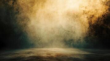 Dark, dusty room with a large, empty space. The room is filled with dust and debris, giving it a sense of abandonment and neglect photo