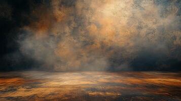 Dark room with a large, smoky, and dusty background. The room is empty and the only thing visible is a large, smoky, and dusty background photo