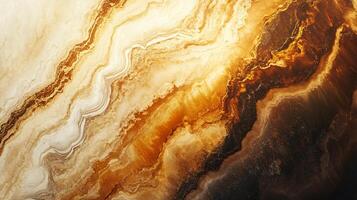 Painting of a wave with a golden and brown color scheme. The painting has a warm and inviting mood photo