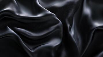 Black fabric with a pattern of lines and dots. The fabric is folded and has a shiny appearance photo