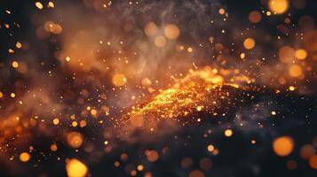The image is a black and orange background with a lot of sparkles. The sparkles are scattered all over the background, creating a sense of chaos and disorder photo