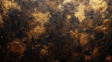 Black and gold background with a lot of texture. The texture is rough and grainy, giving the image a sense of depth and complexity. The colors of the background photo