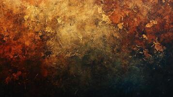 Painting of a wall with a brown and orange background. The wall is covered in a textured, grainy paint that gives it a rustic, earthy feel. The colors are warm and inviting photo